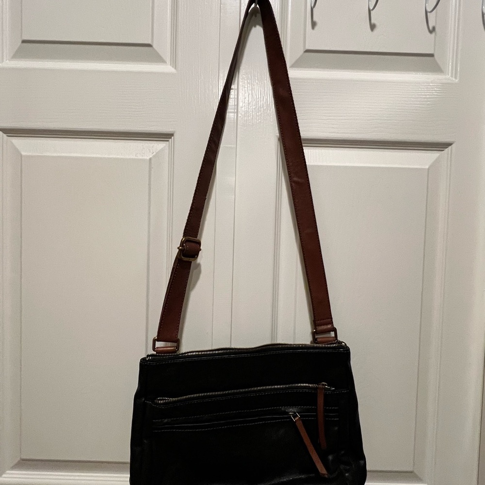 Fossil Black Leather Crossbody Bag